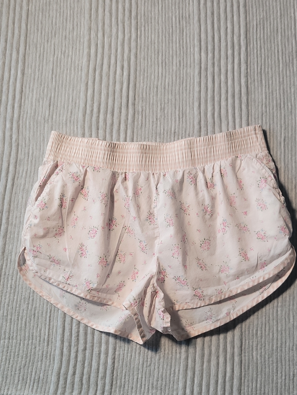 Rewash Pale Pink Floral Elastic Waist Shorts
